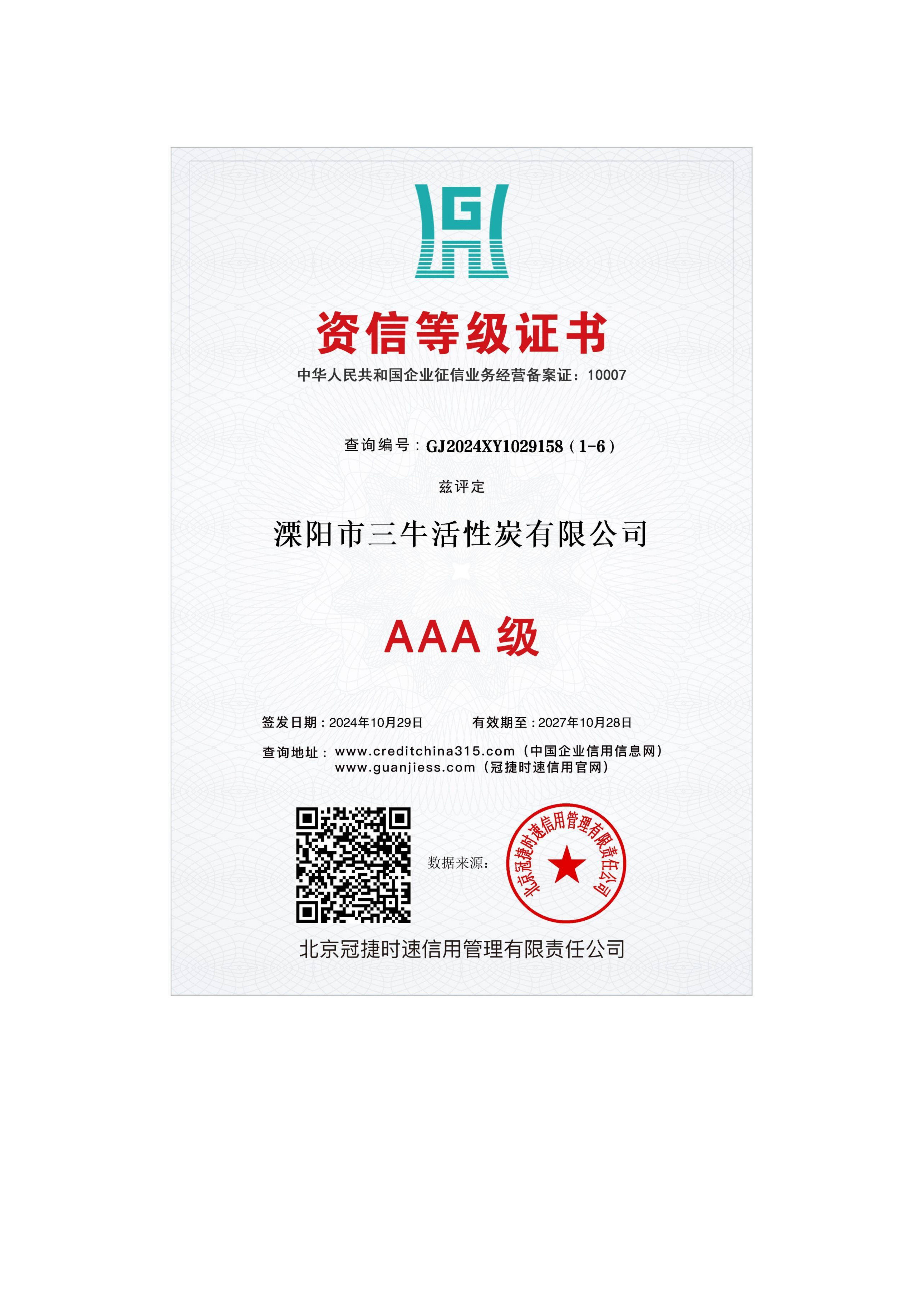 Credit Status Registration Certificate